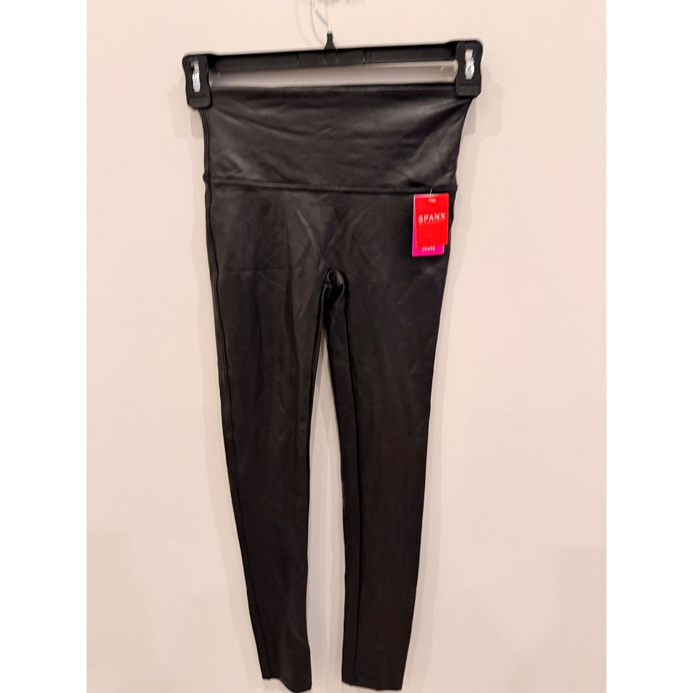 SPANX Faux Leather Leggings Womens Medium NWT Black High Waisted Shapewear Pants